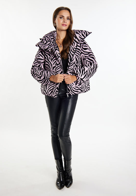 faina women's zebra print quilted jacket