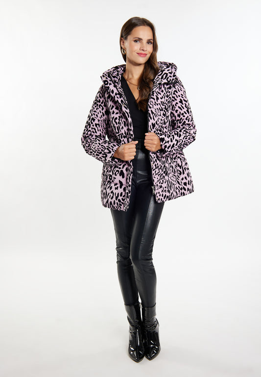 faina women's quilted jacket with leopard print