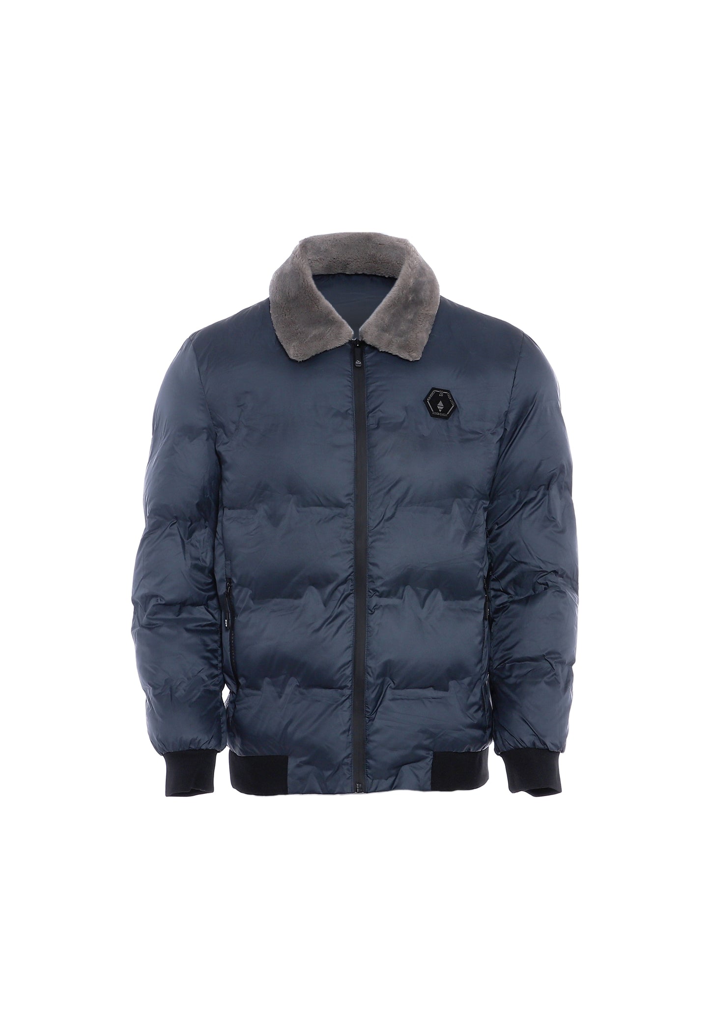 rovic men's quilted jacket with faux fur collar