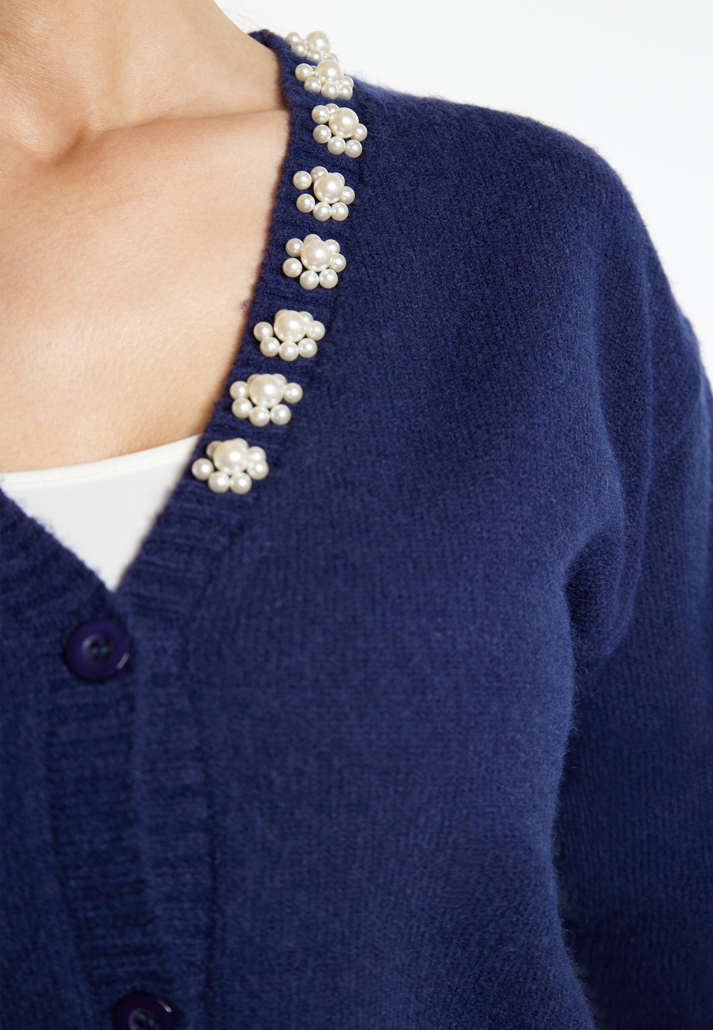 usha women's cardigan with pearl
