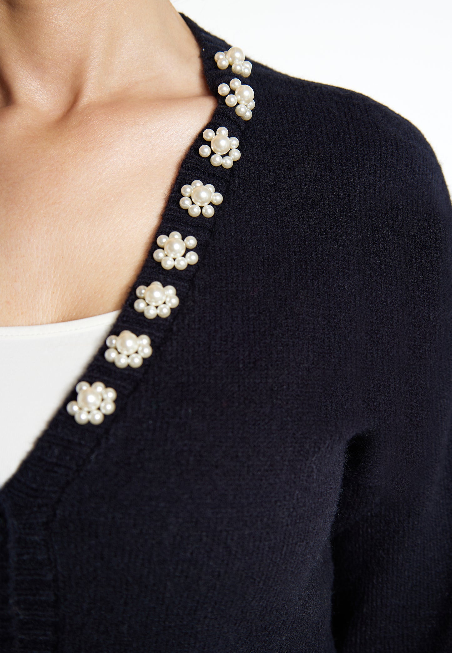 usha women's cardigan with pearl