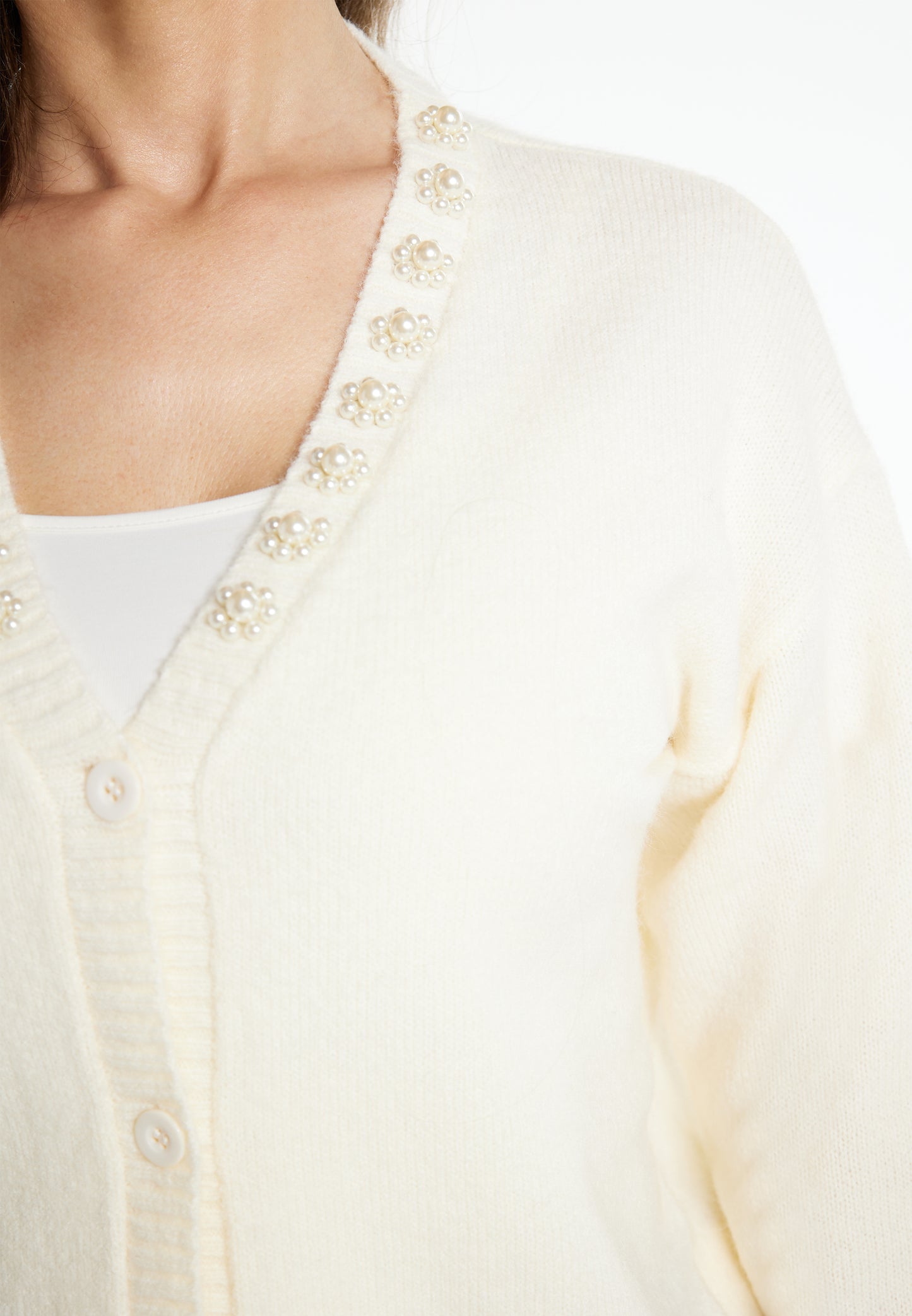 usha women's cardigan with pearl