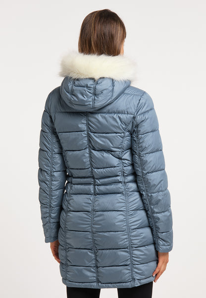 faina women's quilted coat with faux fur