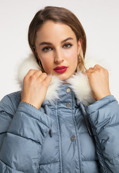 faina women's quilted coat with faux fur