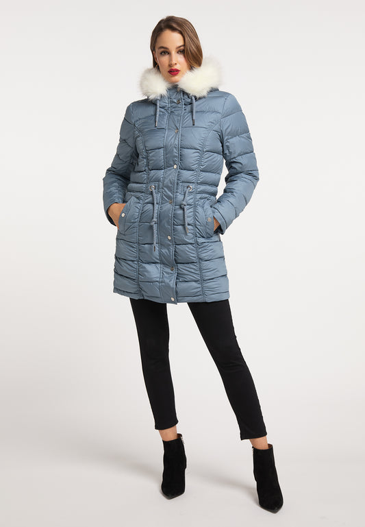 faina women's quilted coat with faux fur