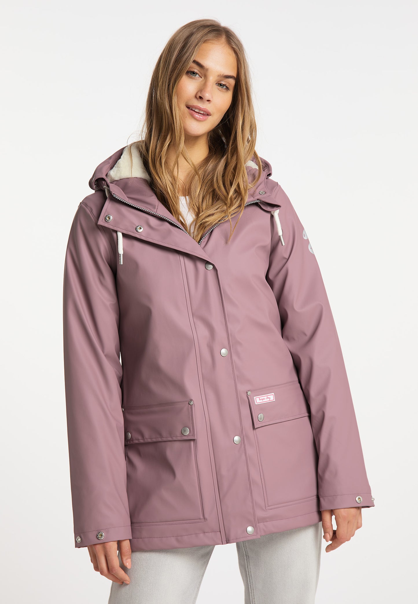 myMo women's rain jacket with faux fur lining
