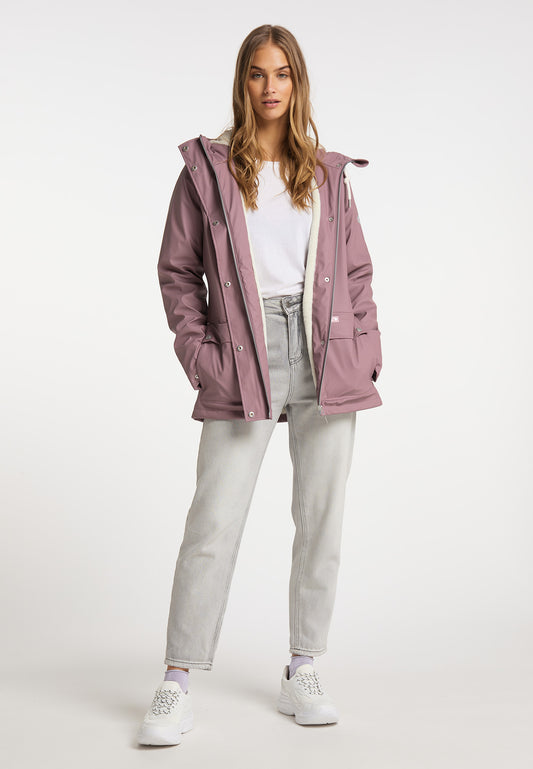 myMo women's rain jacket with faux fur lining