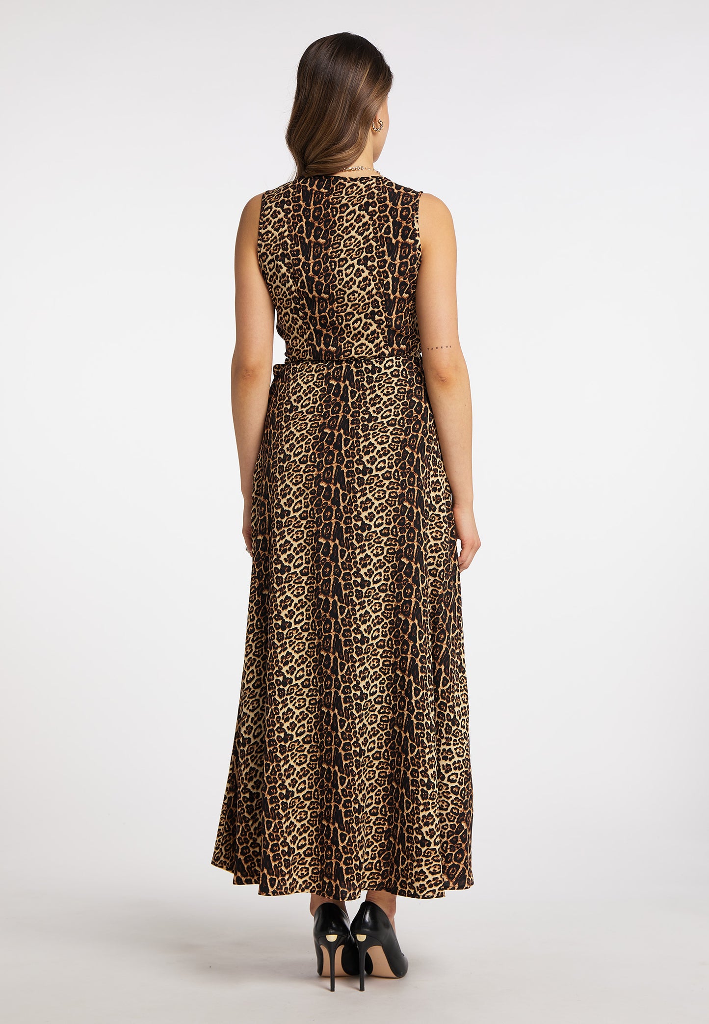 faina women's maxi dress leopard print