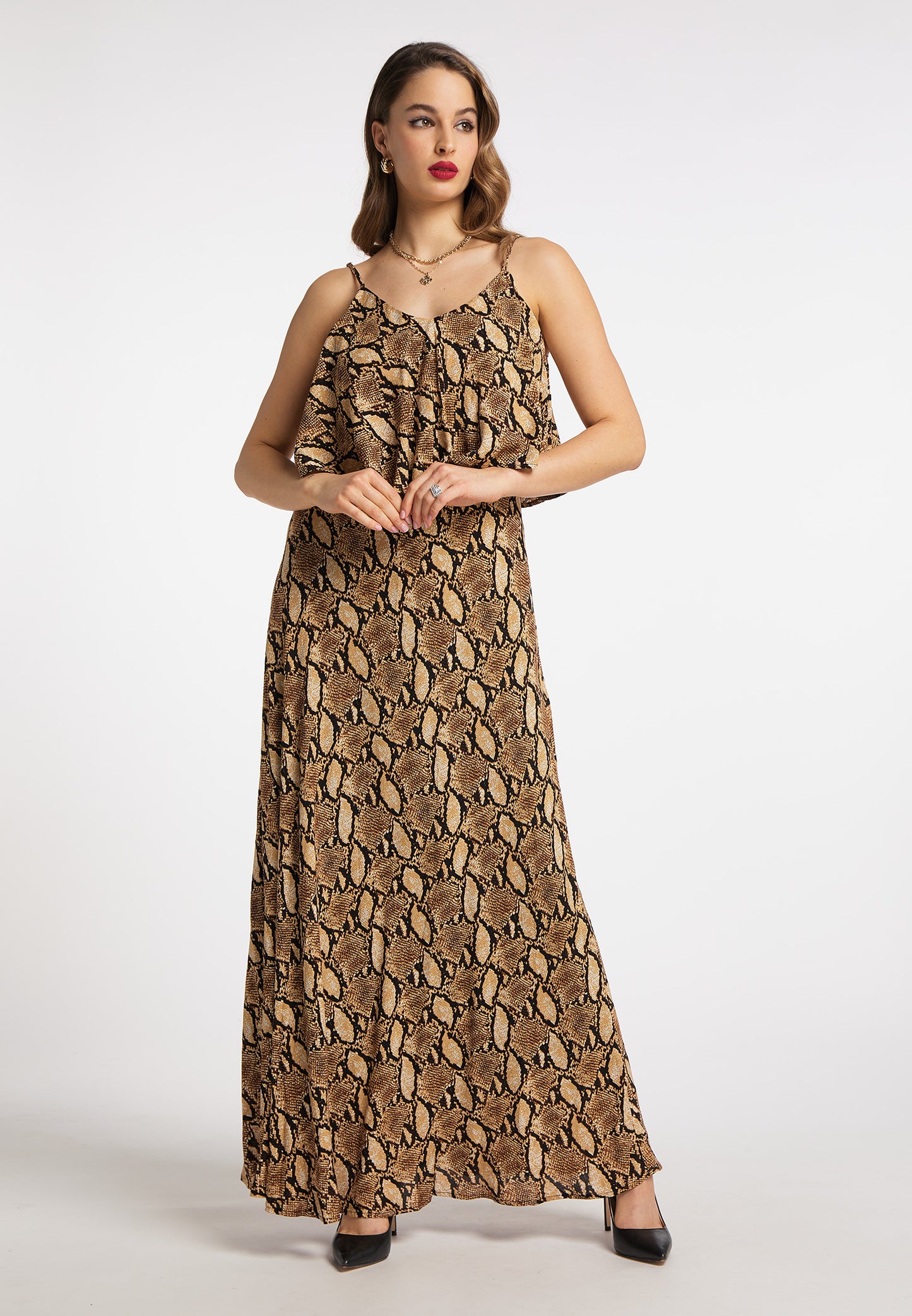 faina women's snake print maxi dress