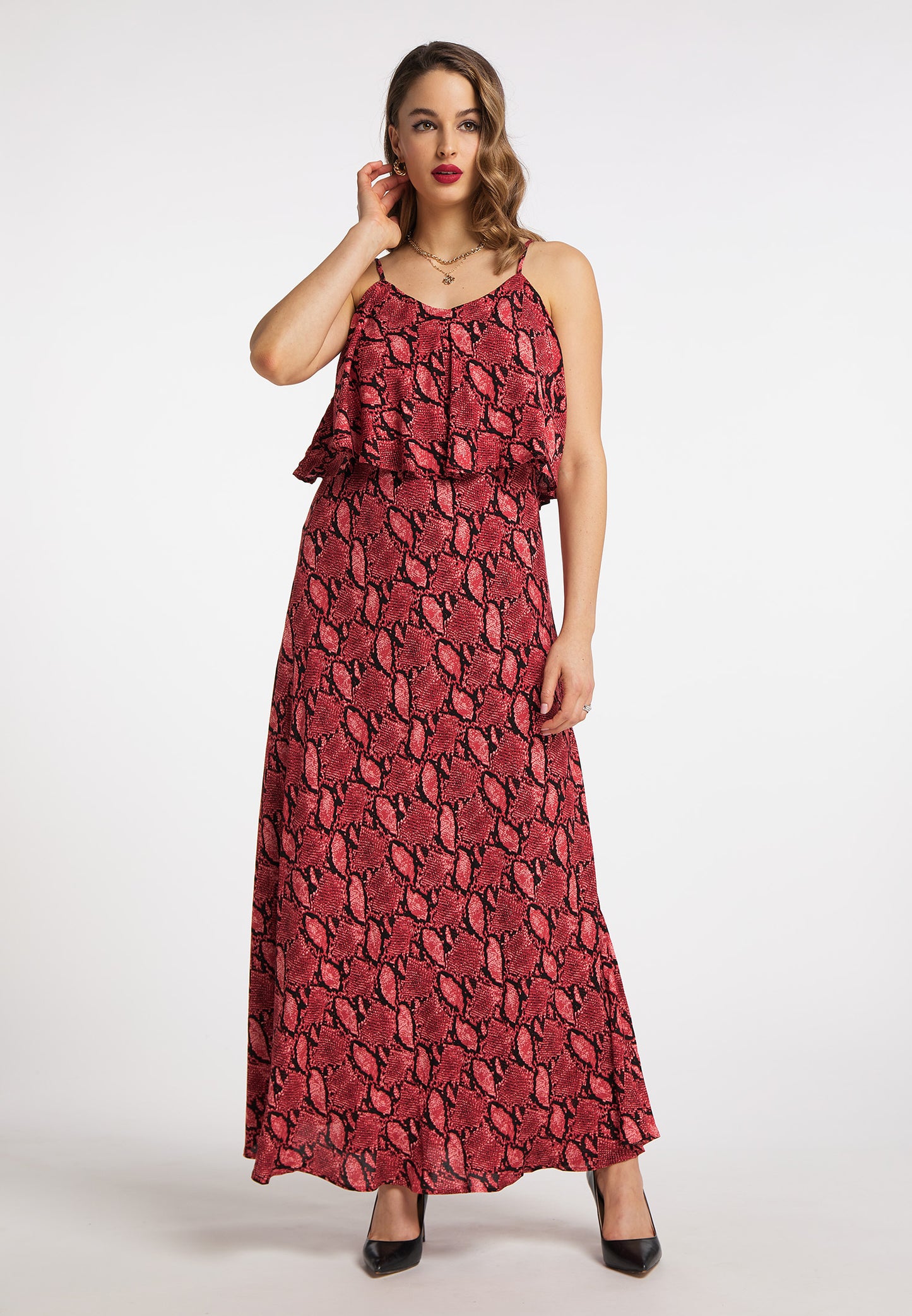 faina women's snake print maxi dress