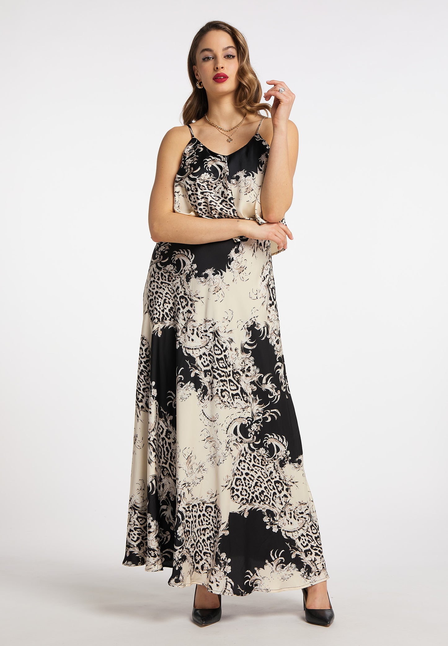 faina women's maxi dress with all-over print