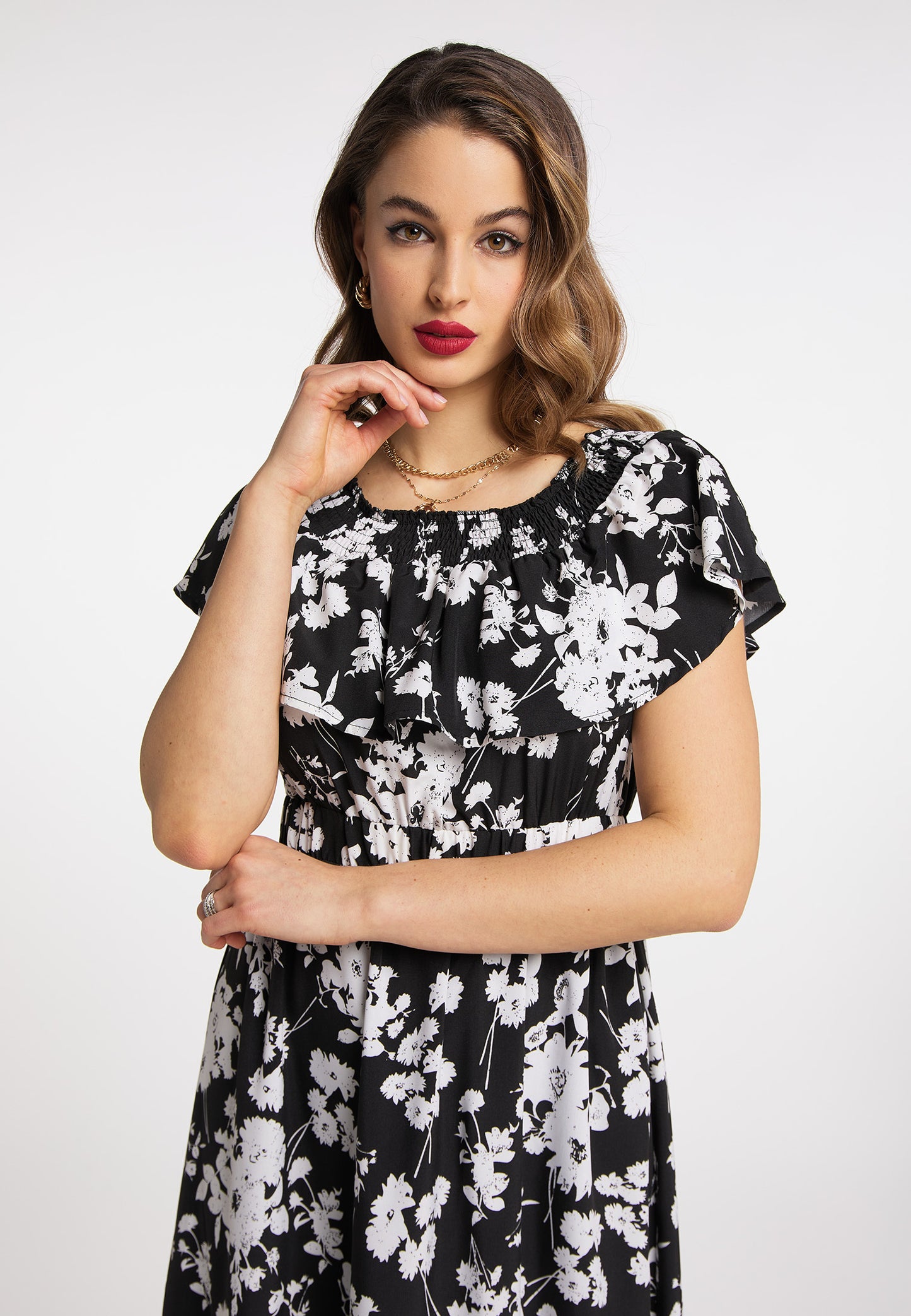 faina women's midi dress with all-over print