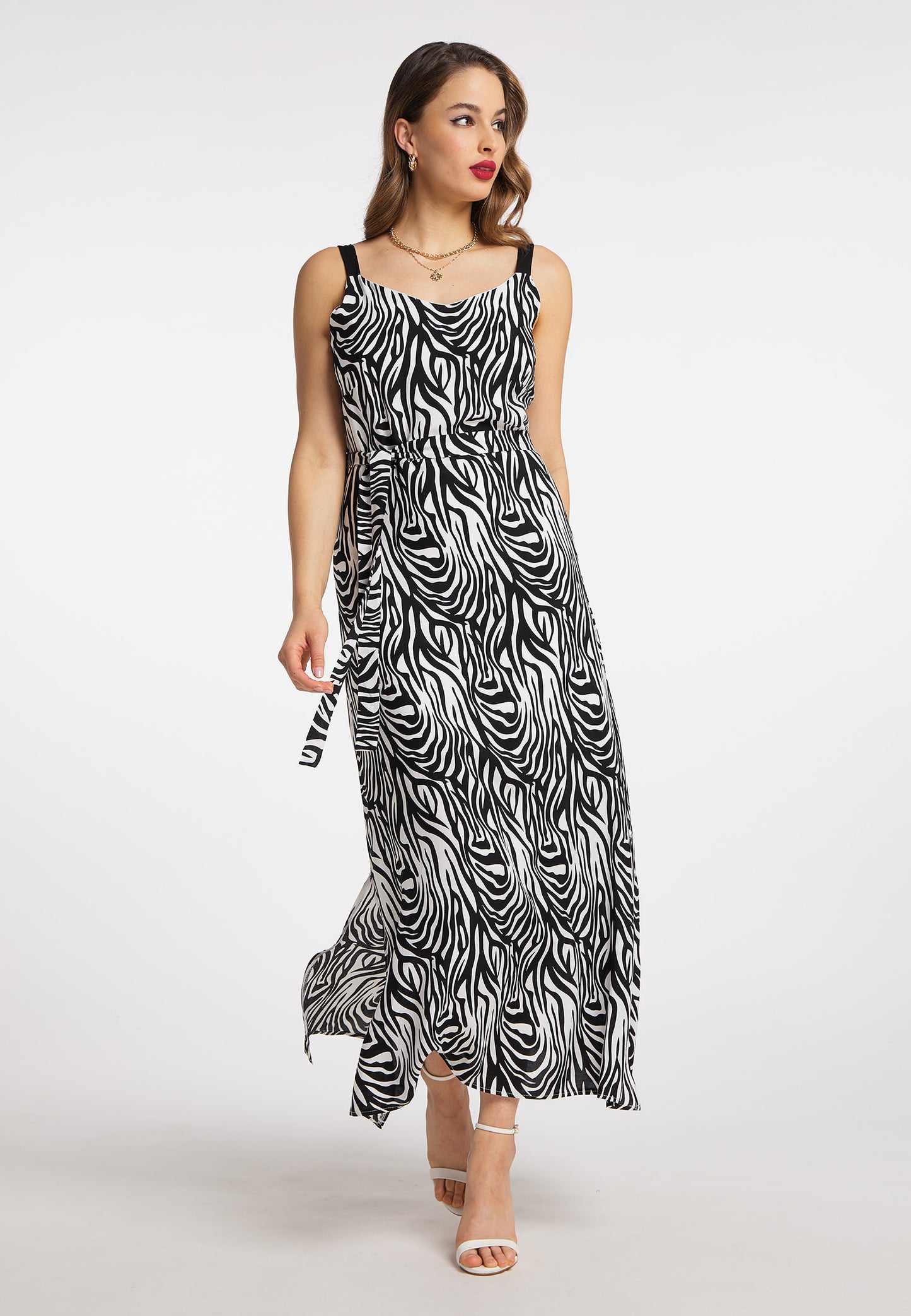 faina women's zebra print maxi dress