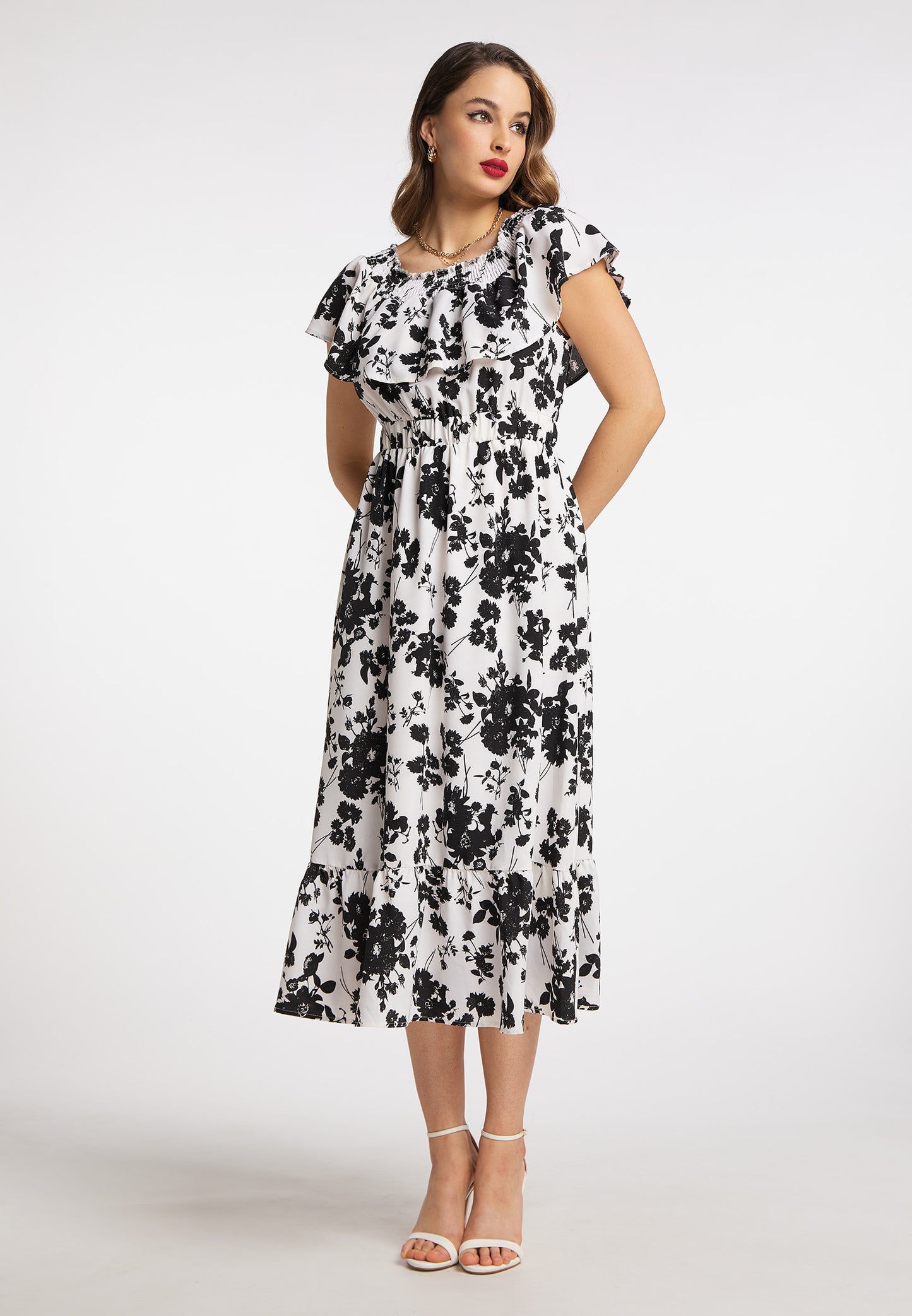 faina women's midi dress with all-over print
