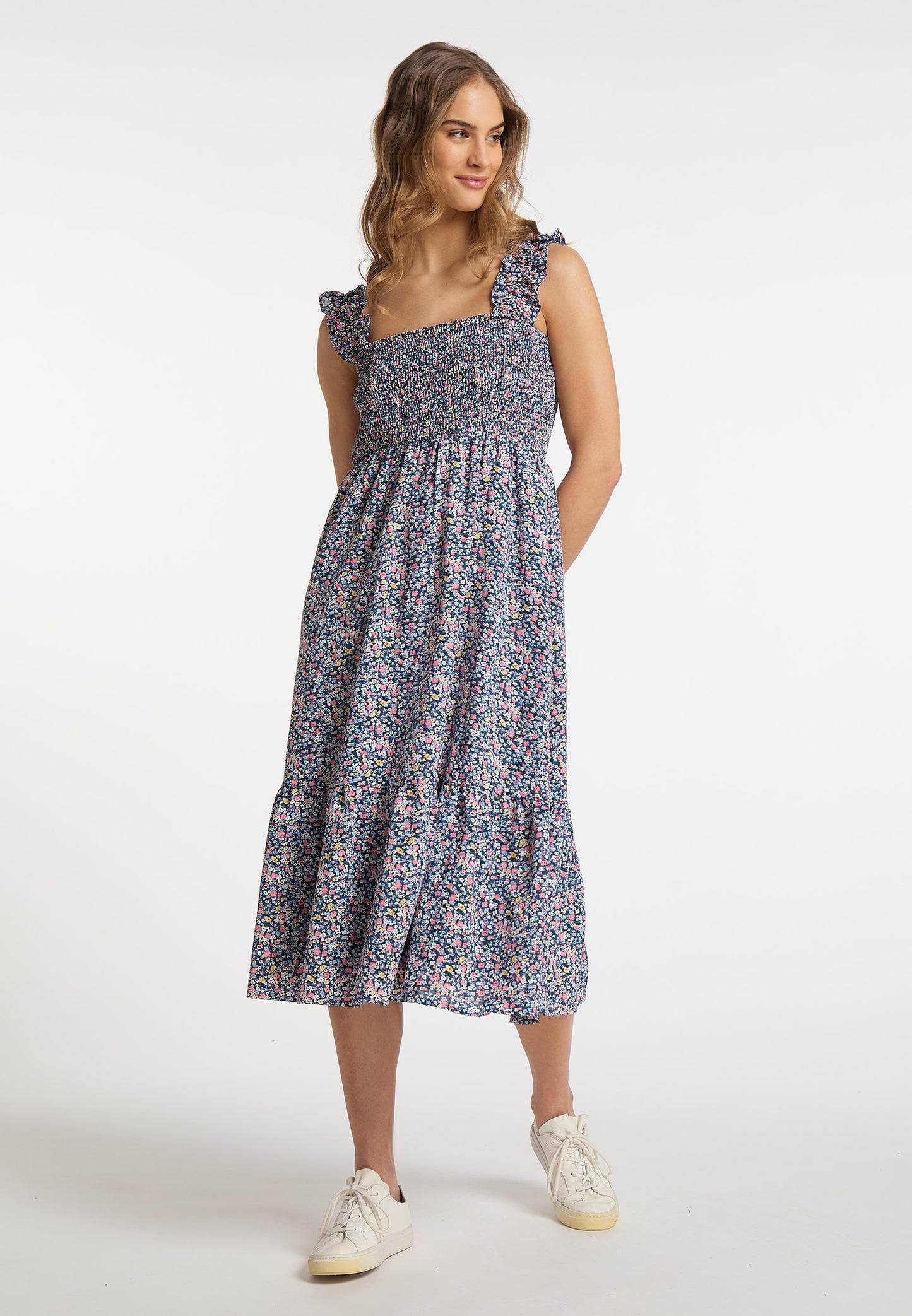 myMo women's smocked midi dress