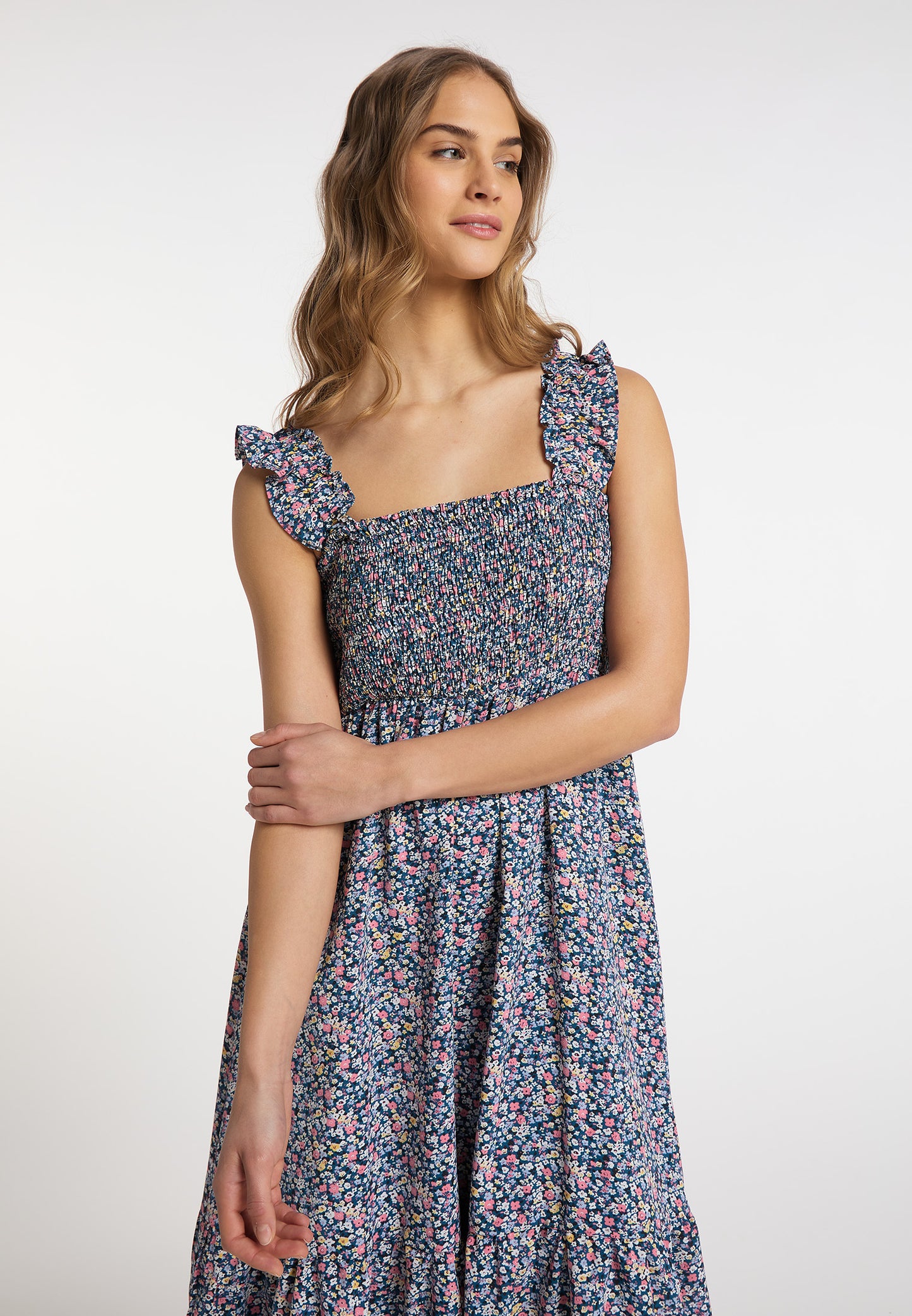 myMo women's smocked midi dress