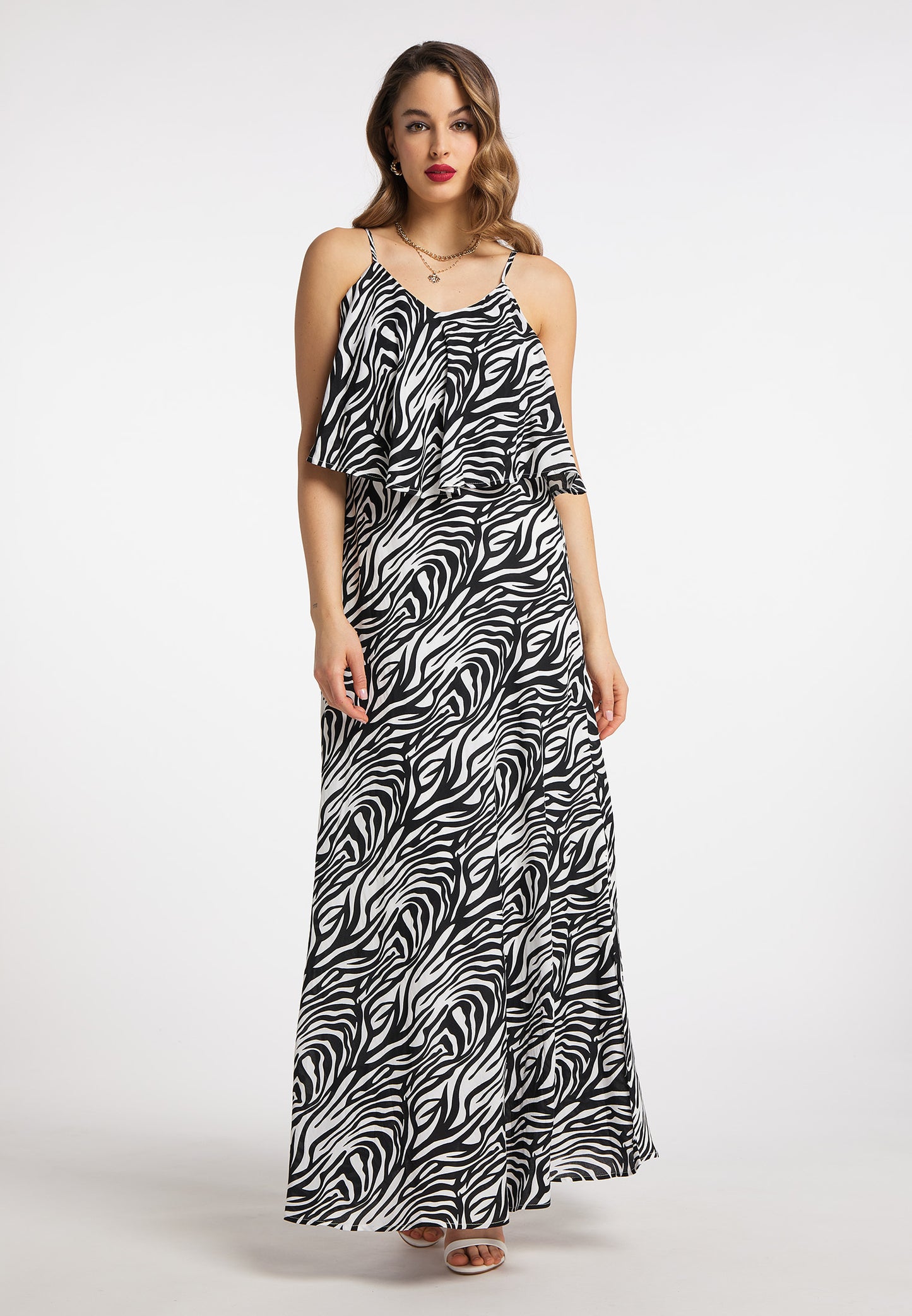 faina women's zebra print maxi dress
