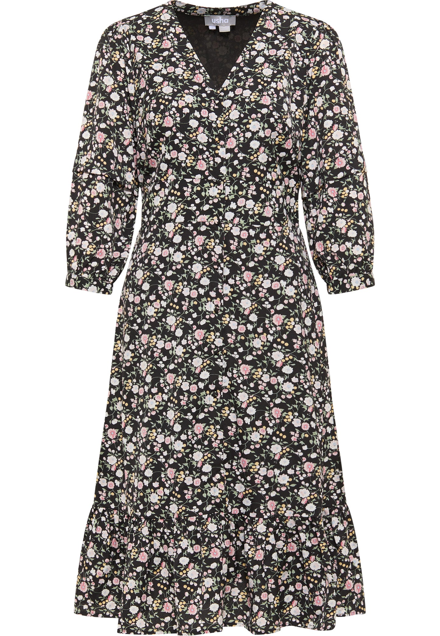 usha women's midi dress with floral print