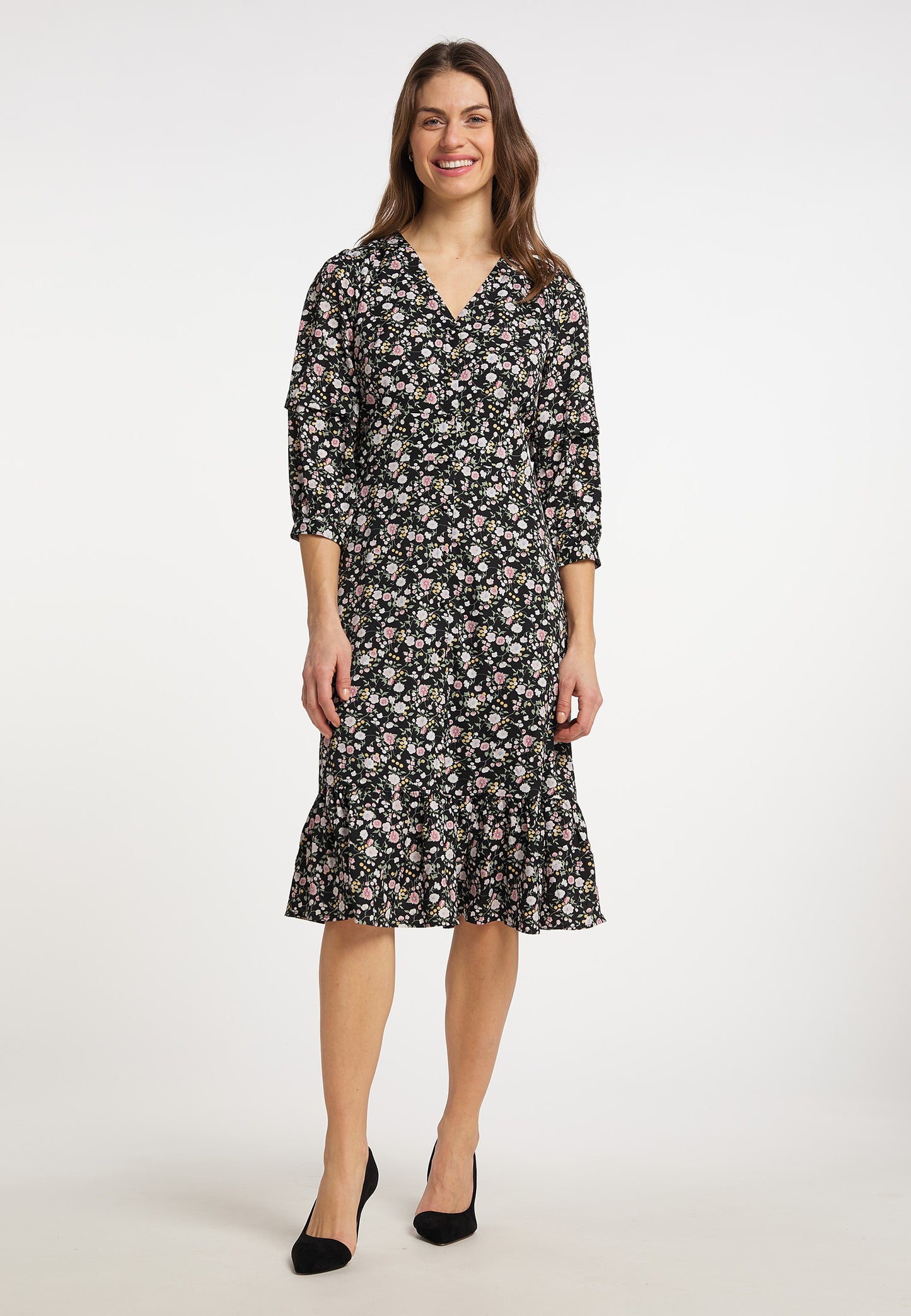 usha women's midi dress with floral print
