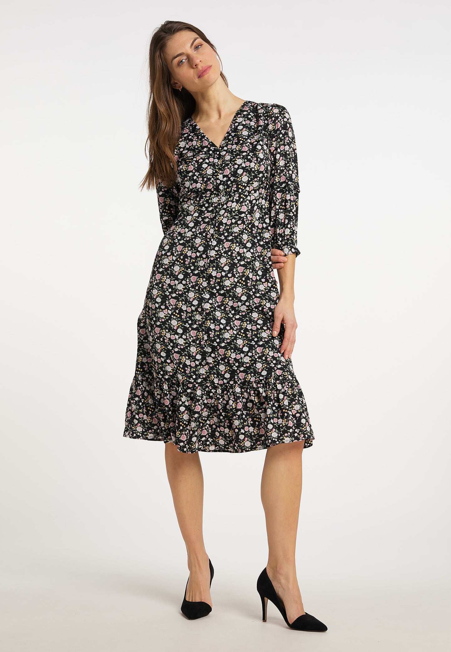 usha women's midi dress with floral print