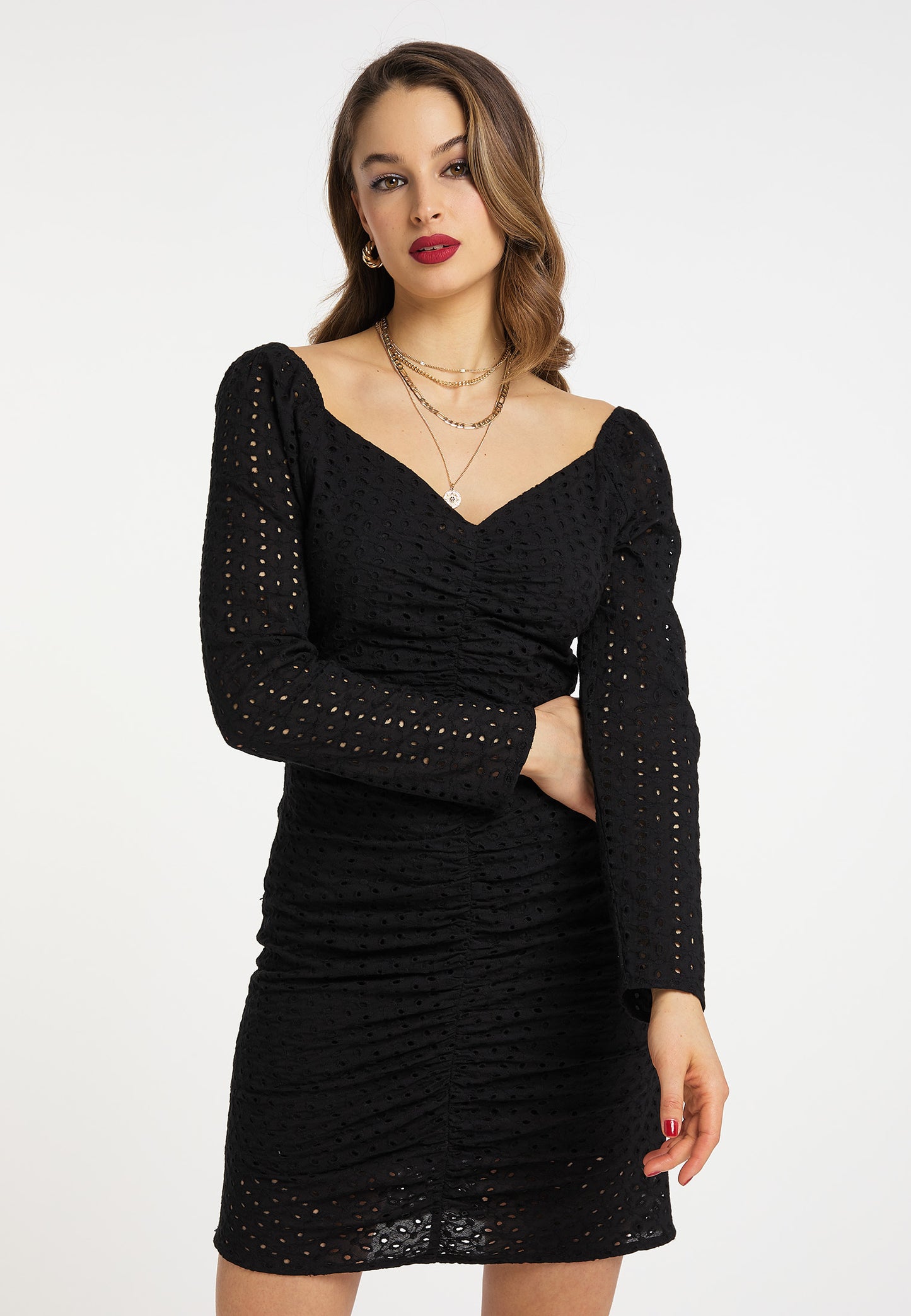 faina women's dress with broderie anglaise