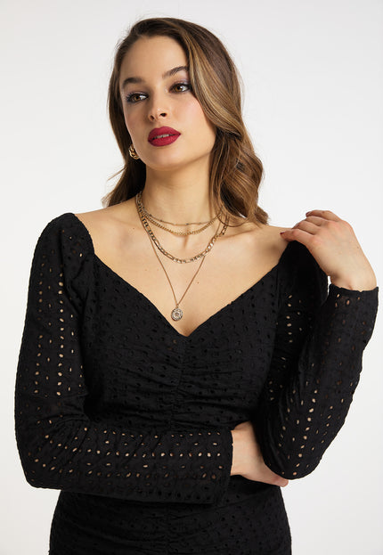 faina Women's Dress With Broderie Anglaise