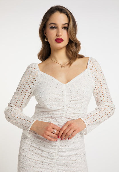 faina women's dress with broderie anglaise