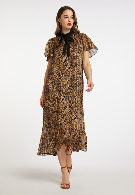 faina Women's Midi Dress With Leopard Print