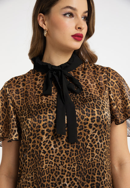 faina Women's Midi Dress With Leopard Print