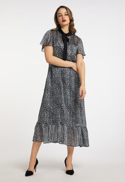 faina Women's Midi Dress With Leopard Print