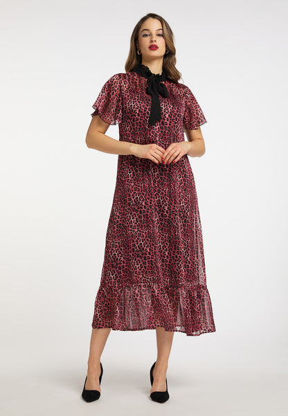 faina women's midi dress with leopard print