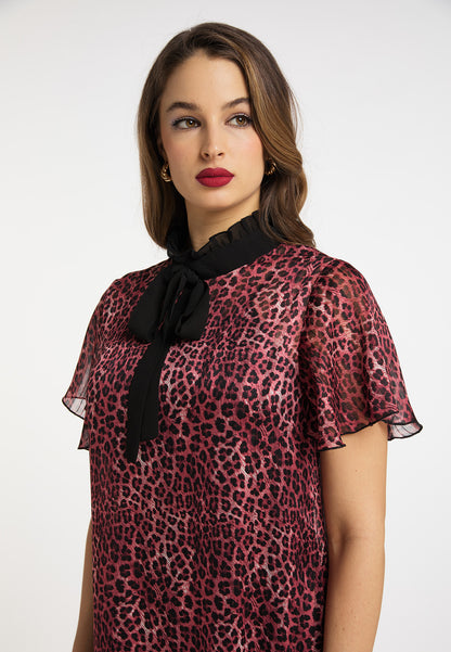 faina women's midi dress with leopard print