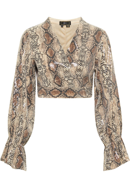 faina women's wrap blouse with sequins