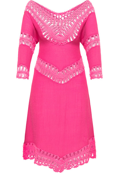 IZIA women's tunic dress mini with crochet section