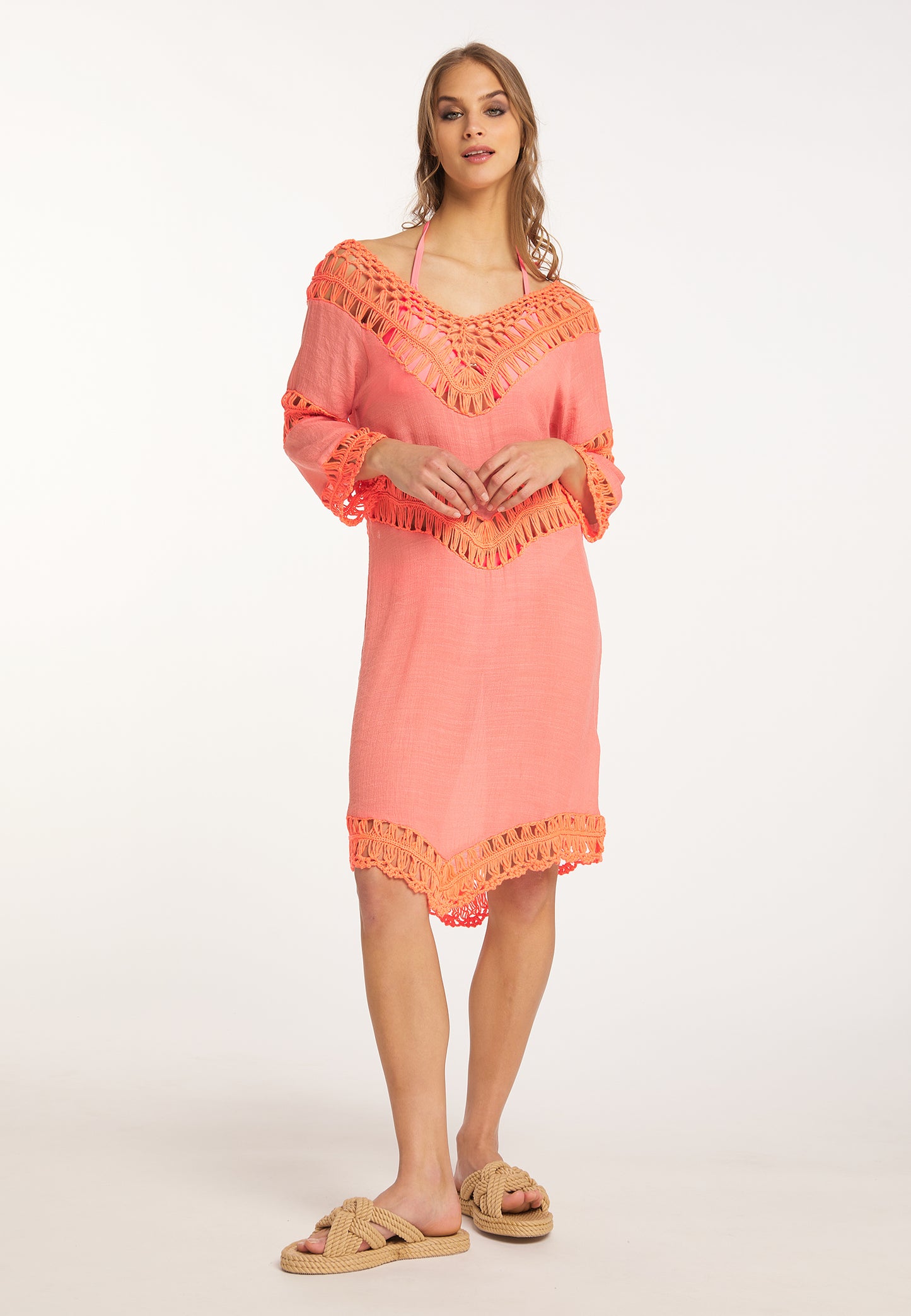IZIA women's tunic dress mini with crochet section