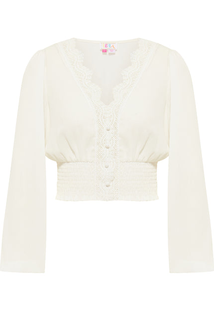 IZIA Women's Cropped Blouse Long Sleeves