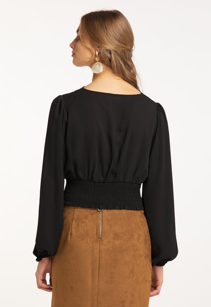 IZIA Women's Cropped Blouse Long Sleeves