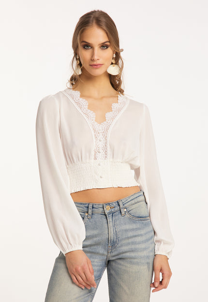 IZIA Women's Cropped Blouse Long Sleeves