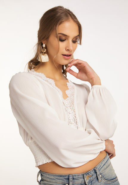 IZIA Women's Cropped Blouse Long Sleeves