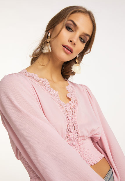 IZIA Women's Cropped Blouse Long Sleeves