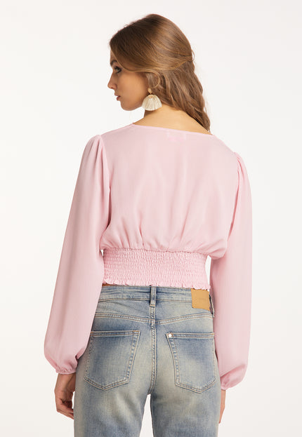 IZIA Women's Cropped Blouse Long Sleeves