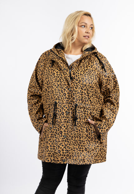 Schmuddelwedda Damski płaszcz przeciwdeszczowy z nadrukiem w panterkę Plus Size