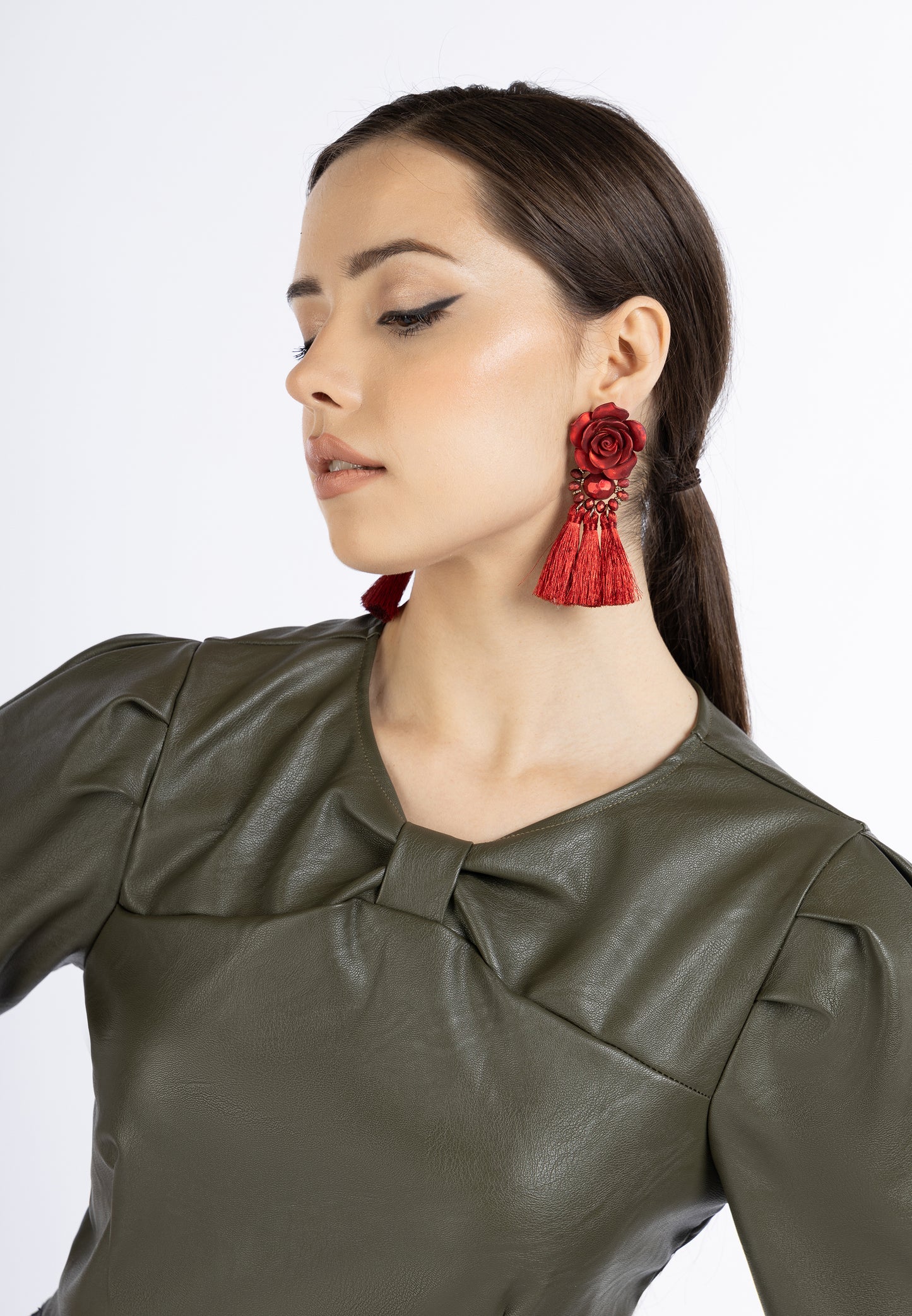 faina women's faux leather blouse