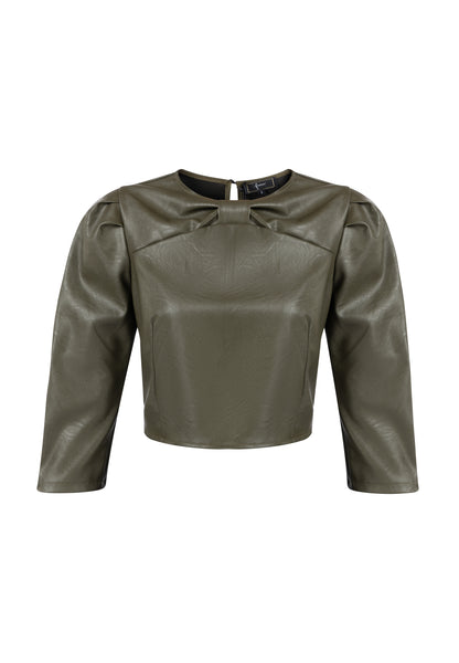 faina women's faux leather blouse