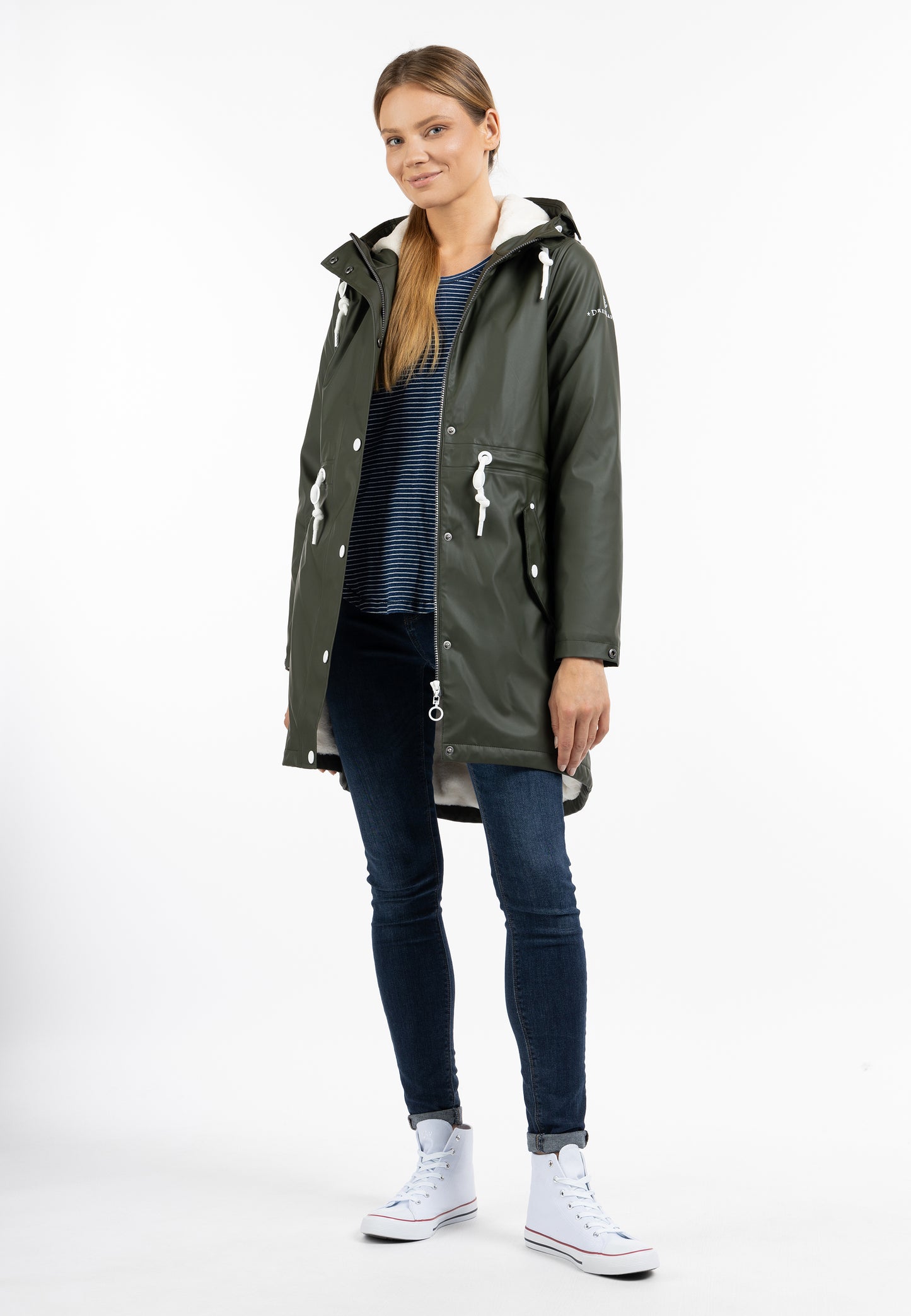 DreiMaster Maritim women's rain coat with faux fur Lining
