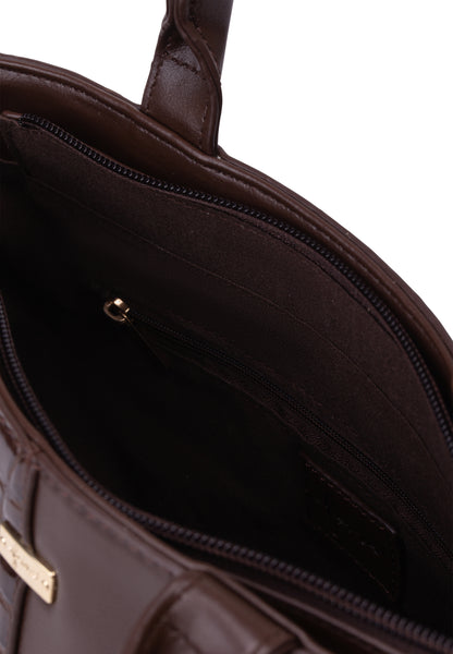 faina women's handle bag with reptile embossing