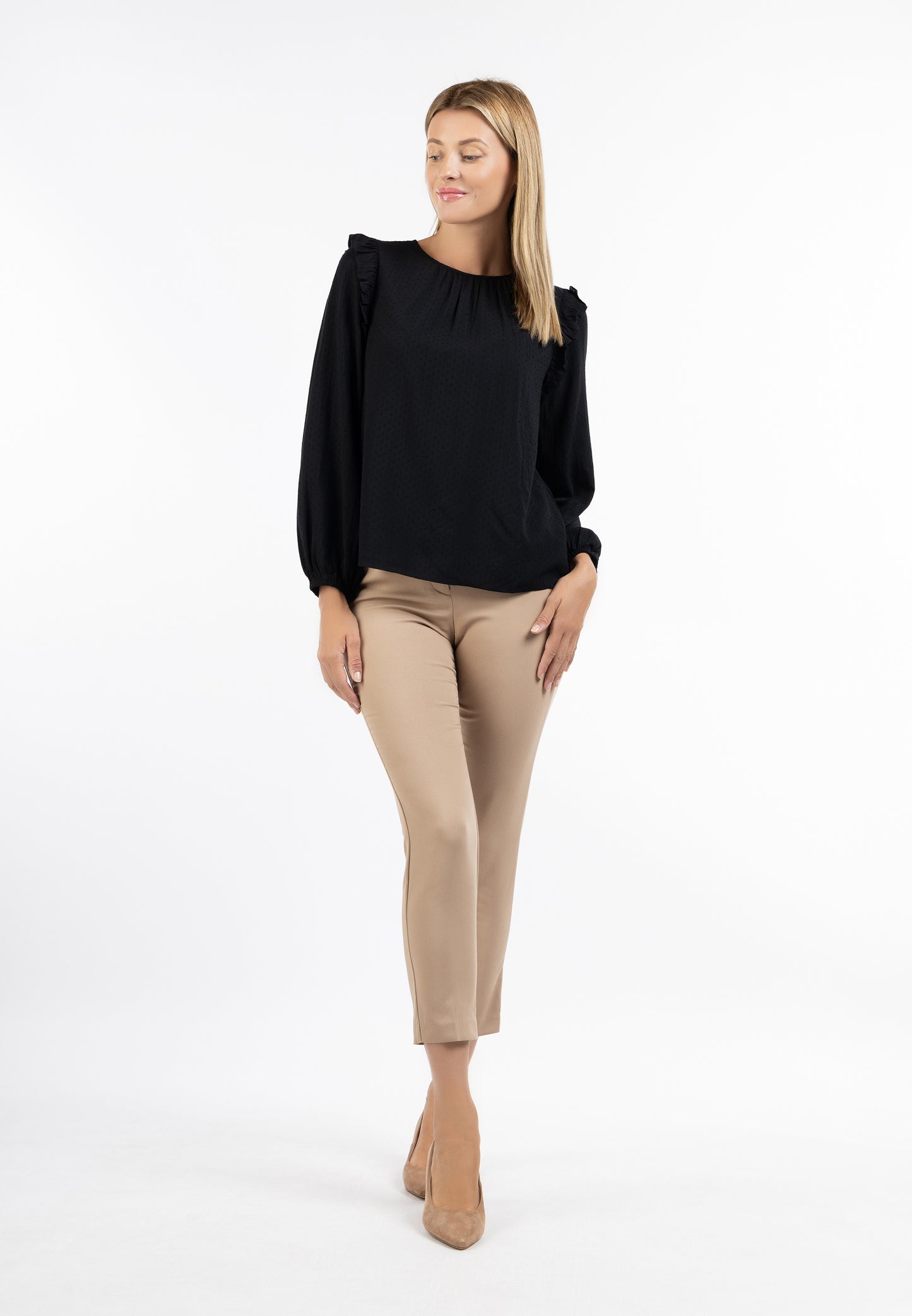 usha women's classic long sleeve blouse