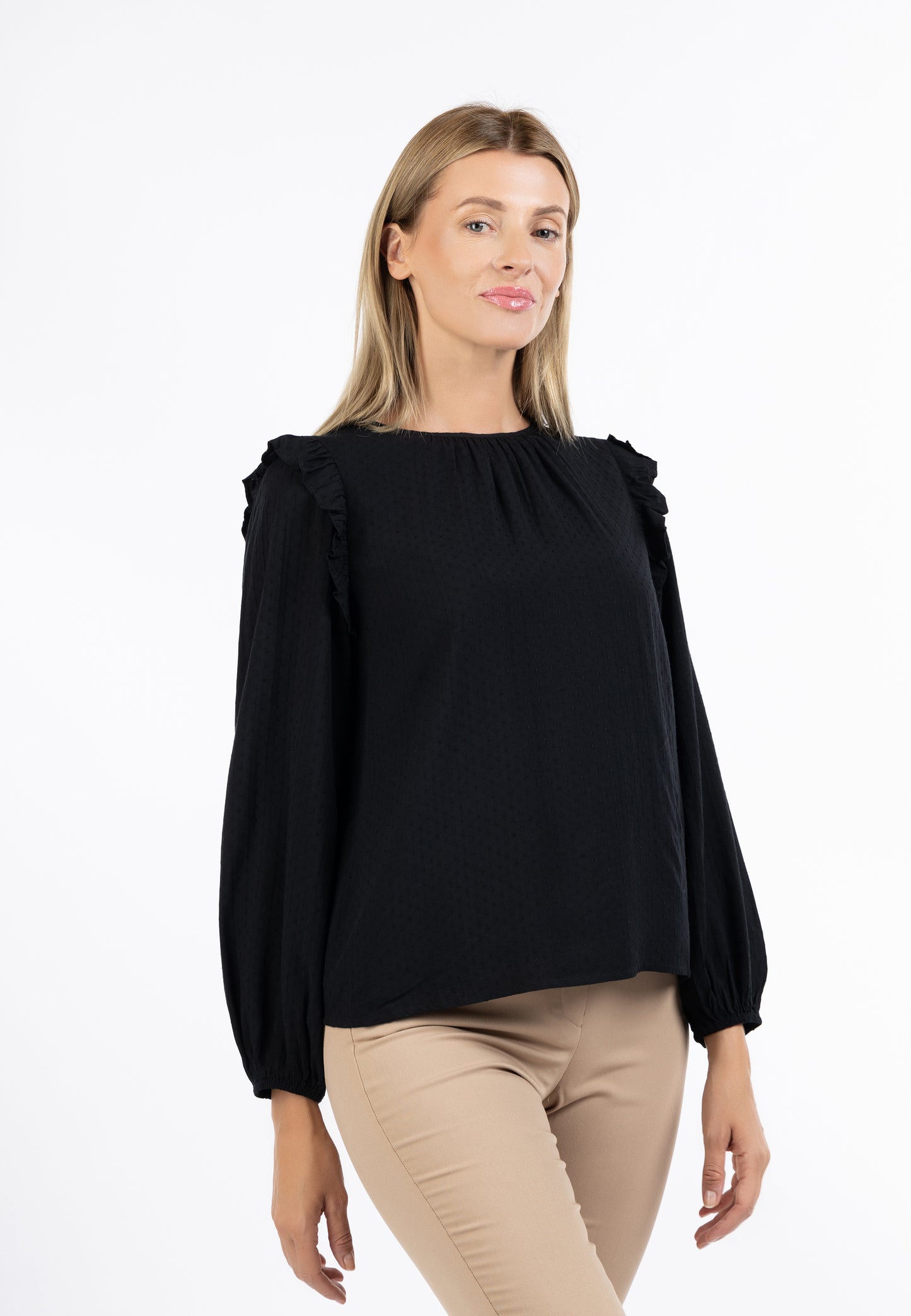 usha women's classic long sleeve blouse