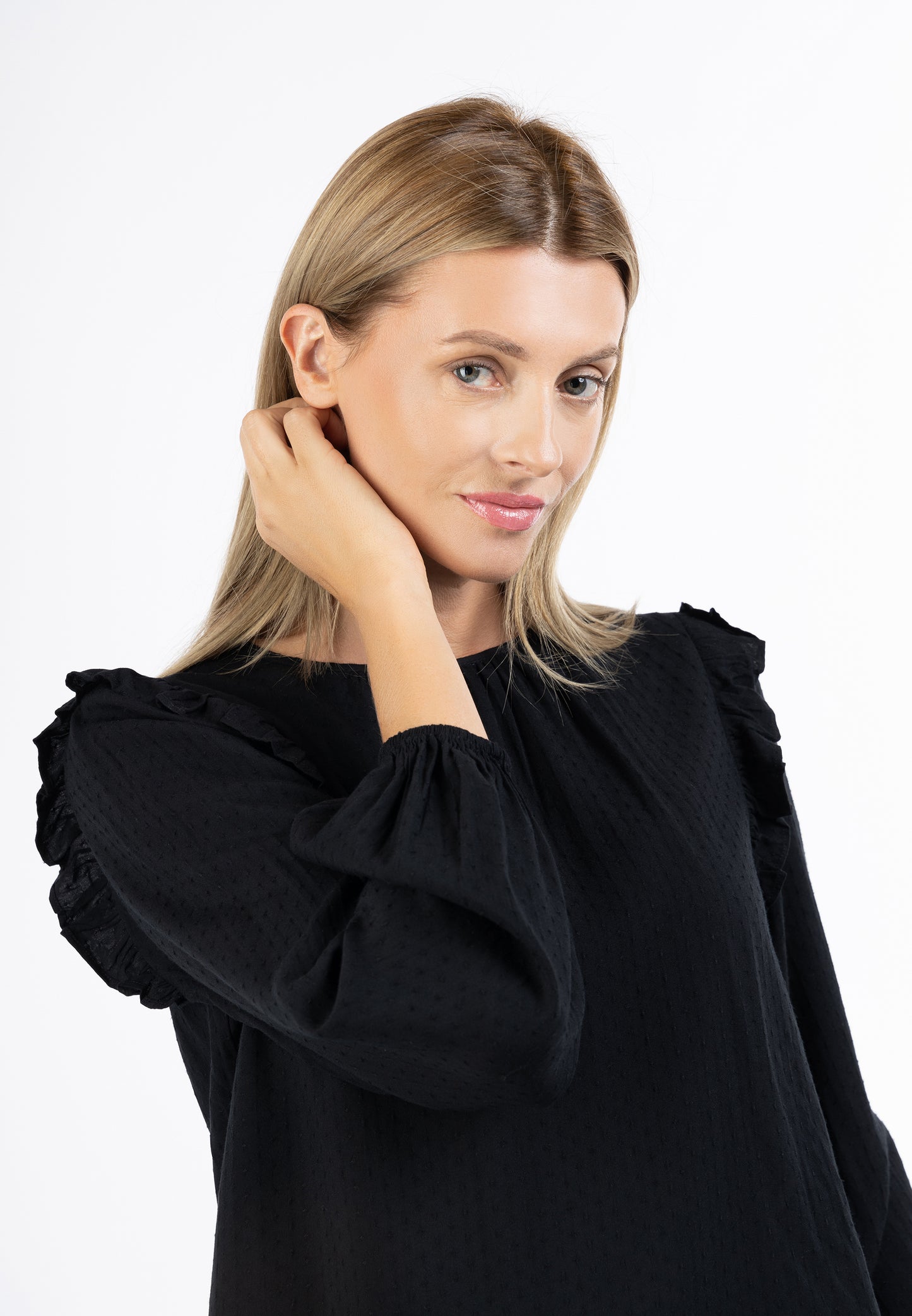 usha women's classic long sleeve blouse