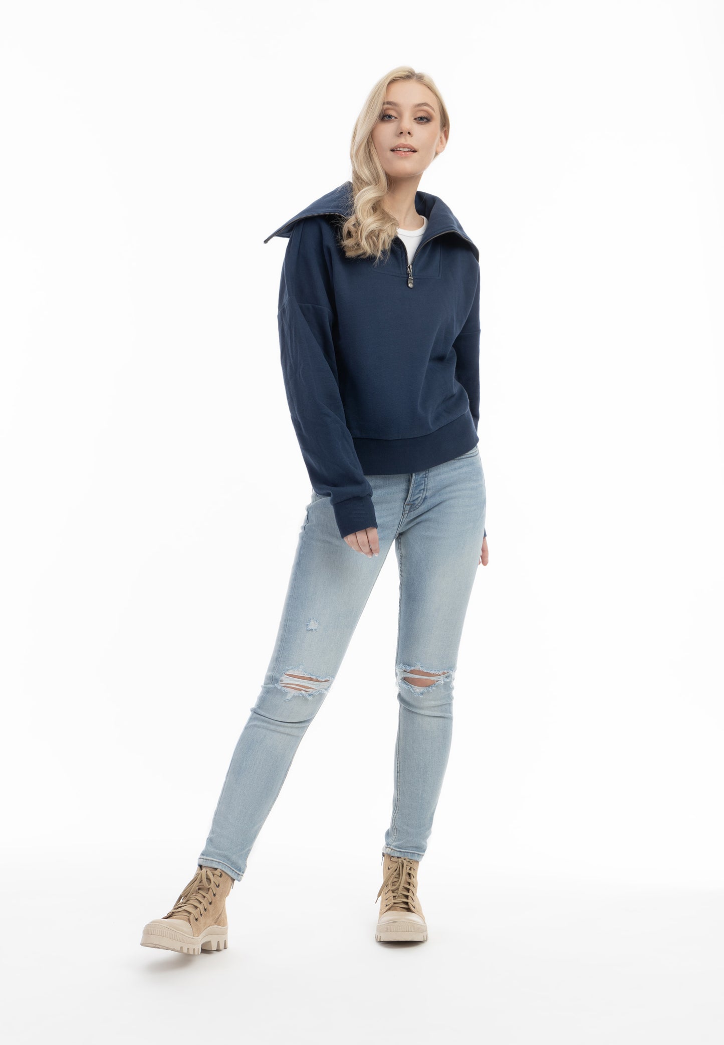 DreiMaster Vintage women's oversize troyer sweater
